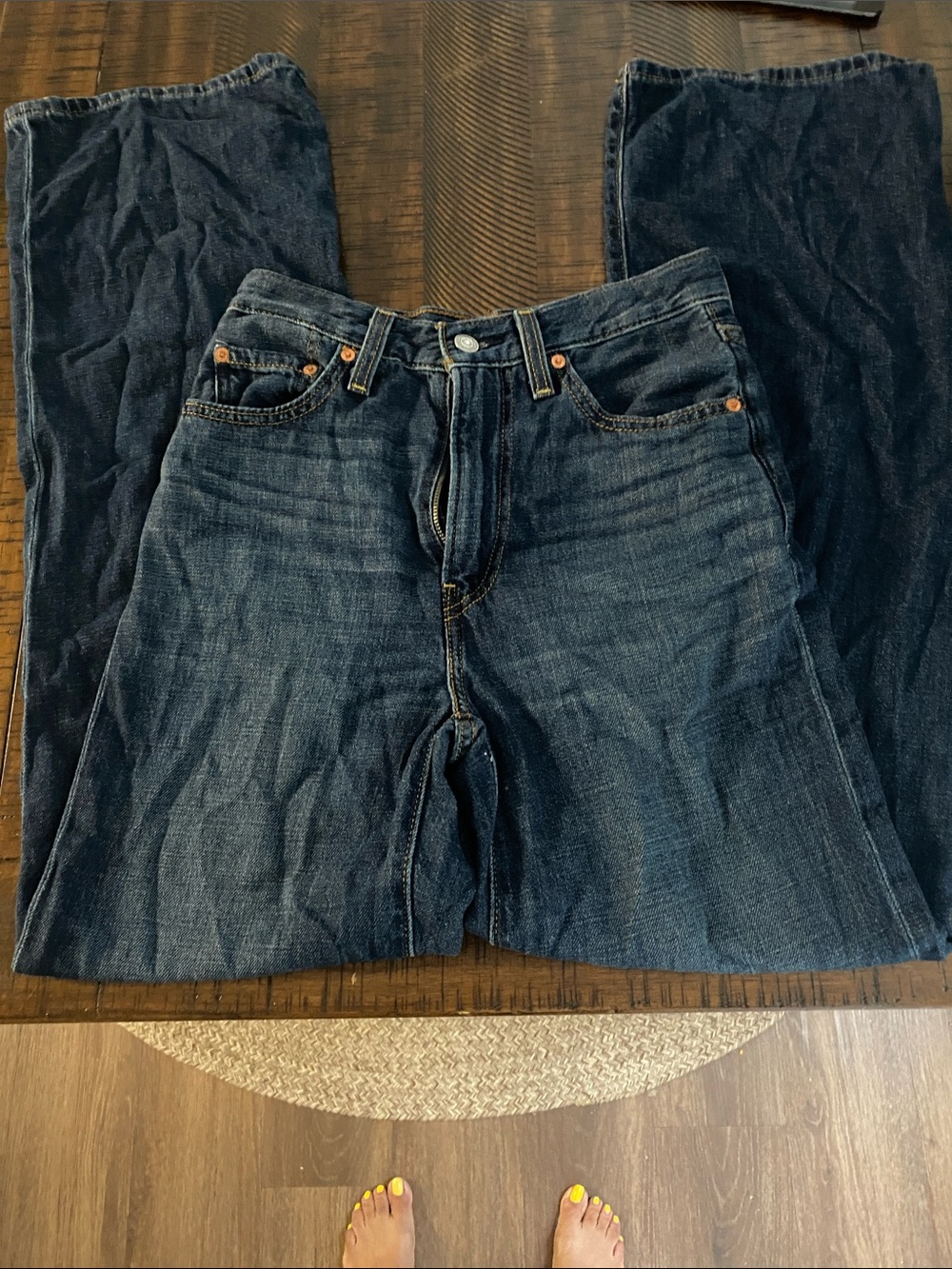 Women’sDark Blue Denim Jeans - Classic Wide Leg